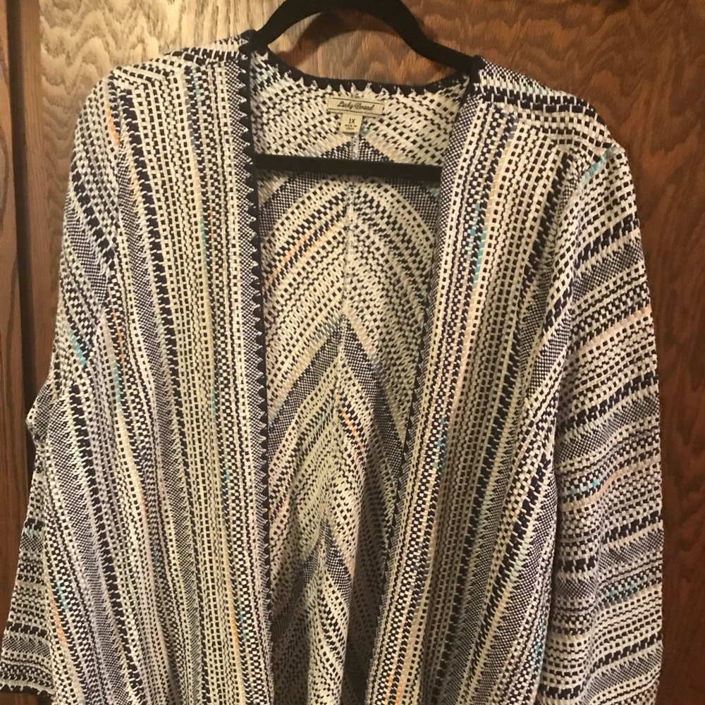 Lucky Brand 1X open front  woven “jacket”